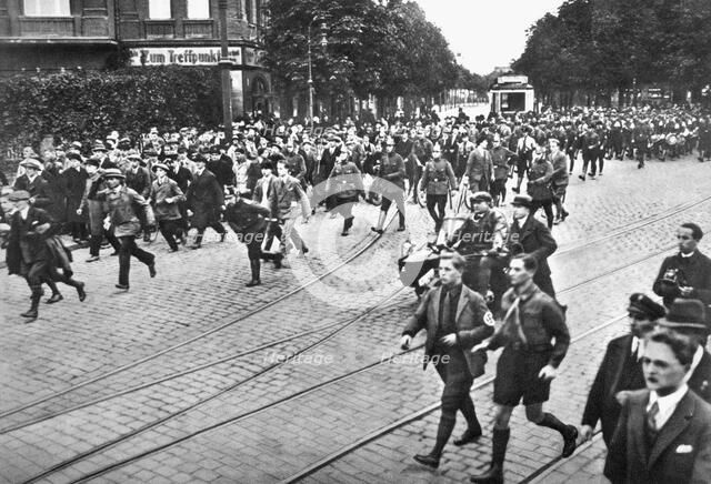 Nazi supporters gather on Martyr's Day, Berlin, 30th September 1928. Artist: Unknown