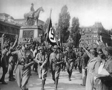 Nazis marching through Nuremberg, Germany, 1929