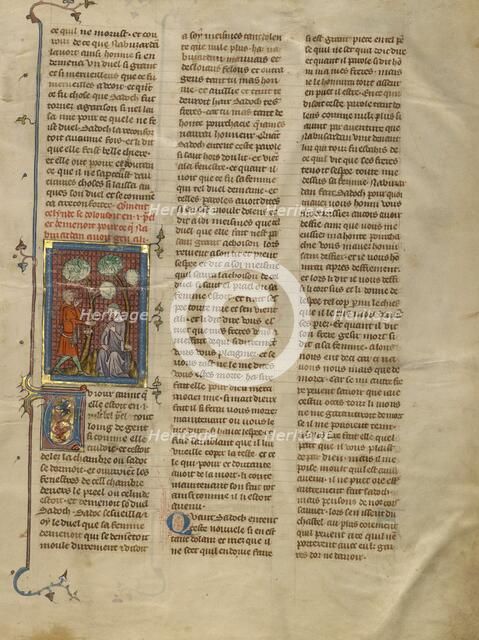 Naburzadan Speaking to Celynde, about 1320-1340. Creator: Unknown.