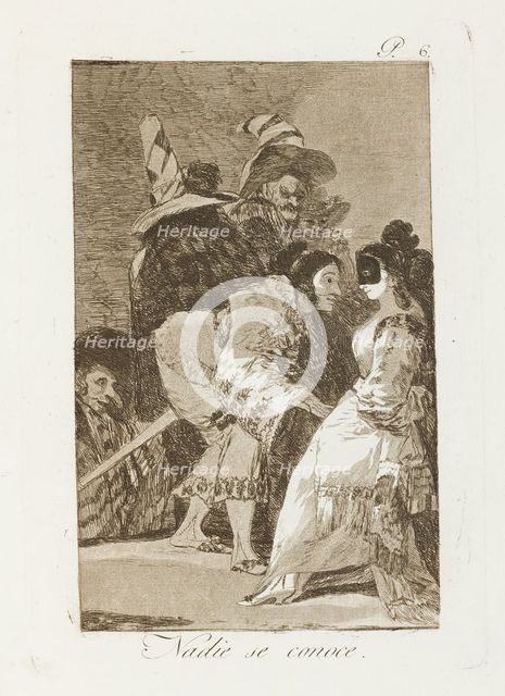 Nadie se conoce.; Los Caprichos, pl.6, 1799. Creator: Francisco Goya.