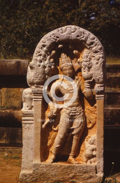 Naga King on a Guardstone at entrance to Ratanapasada, Anuradhapura, 8-9th century. (20th century). Artist: Unknown.