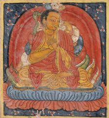 Nagarjuna (left), Buton Rinpoche (right), Folio from a Dharani..., Late 14th- early 15th century. Creator: Unknown