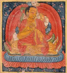 Nagarjuna (left), Buton Rinpoche (right), Folio from a Dharani..., Late 14th- early 15th century. Creator: Unknown