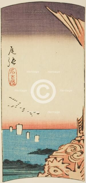 Nagoya in Owari Province, section of sheet no. 4 from the series "Cutout Pictures of the..., 1852. Creator: Ando Hiroshige.