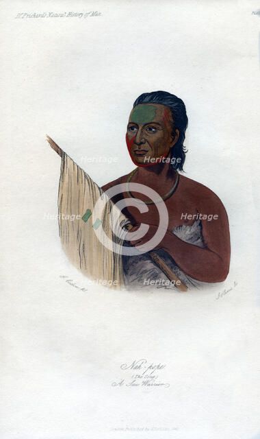 'Nah-Pope (The Soup), A Sac Warrior', 1848.Artist: Harris