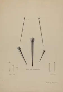 Nails and Pins, c. 1937. Creator: Harry G Aberdeen