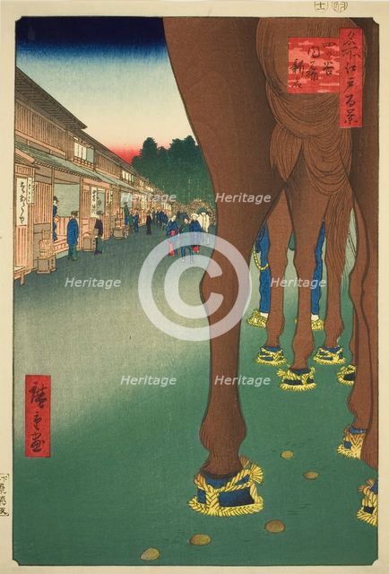 Naito Shinjuku at Yotsuya (Yotsuya Naito Shinjuku), from the series “One Hundred Famous..., 1857. Creator: Ando Hiroshige.
