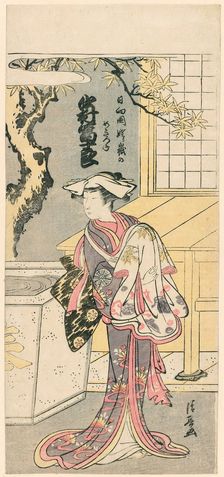 Nakamura Tomijuro I as a Female Fox in the Scene from the Play, Chigo Torii Tobiiri Gitsun..., 1777. Creator: Torii Kiyonaga
