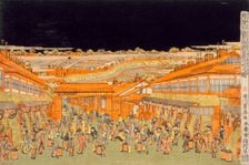 Nakano-cho Street in the Shin Yoshiwara Entertainment Quarter, c1770. Creator: Utagawa Toyoharu
