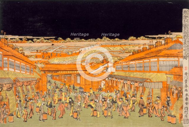 Nakano-cho Street in the Shin Yoshiwara Entertainment Quarter, c1770. Creator: Utagawa Toyoharu.