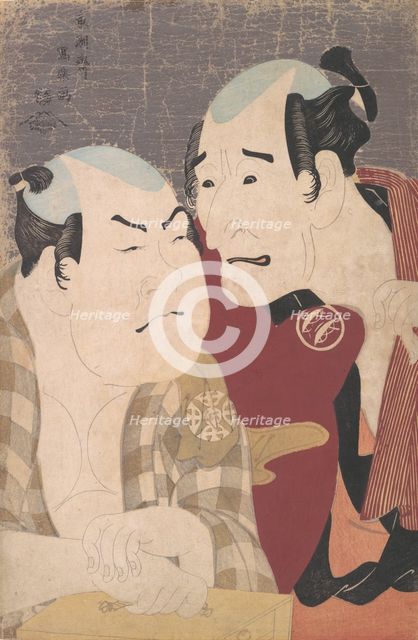Nakajima Wadaemon and Nakamura Konozo as Bodara no Chozaemon and Kanagawaya no Gon in the ..., 1794. Creator: Tôshûsai Sharaku.