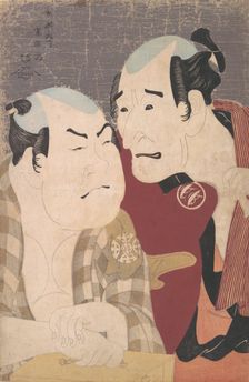 Nakajima Wadaemon and Nakamura Konozo as Bodara no Chozaemon and Kanagawaya no Gon in the ..., 1794. Creator: Tôshûsai Sharaku