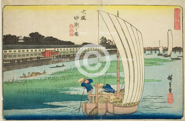 Nakasu at Ohashi (Ohashi Nakasu no zu), from the series "Exceptional Views of Edo..., c.1835/39. Creator: Ando Hiroshige.