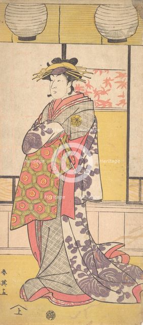 Nakayama Tatezo as a Courtesan Standing, Facing Toward the Left, ca. 1792-93. Creator: Katsukawa Shun'ei.