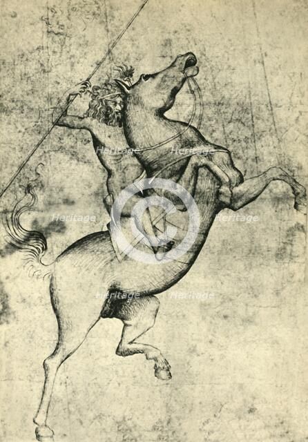 Naked man riding a horse, early 15th century, (1943). Creator: Unknown.