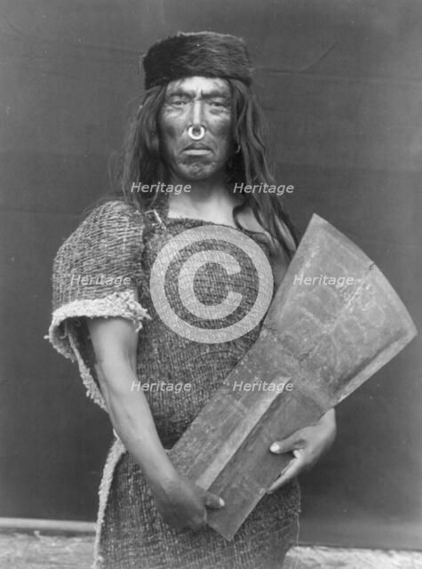 Nakoaktok chief and copper, c1914. Creator: Edward Sheriff Curtis.