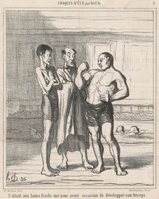 N'allant aux bains froids que ..., 19th century. Creator: Honore Daumier