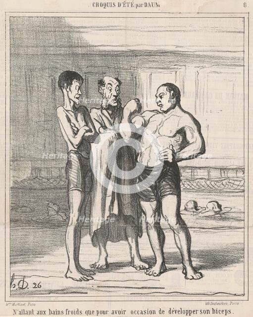 N'allant aux bains froids que ..., 19th century. Creator: Honore Daumier.