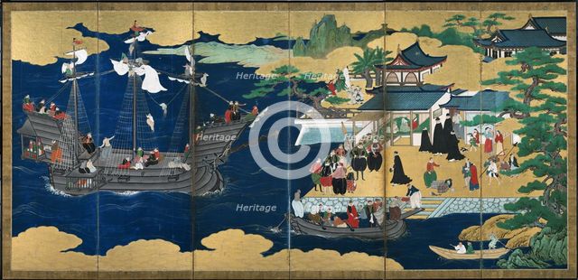 Namban Screens, First third of 17th cen.. Artist: Sanraku, Kano (ca. 1559-1635)