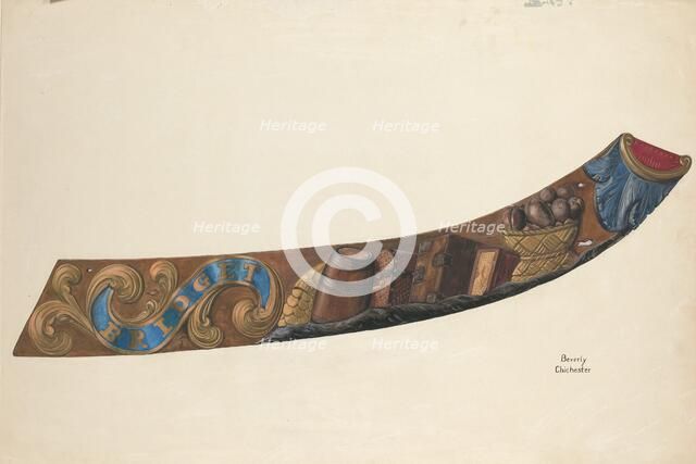 Nameboard from Schooner, 1935/1942. Creator: Beverly Chichester.