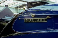 Nameplate of Mallard British steam locomotive, National Railway Museum, York, North Yorkshire. Creator: Tony Evans