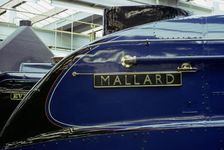 Nameplate of Mallard British steam locomotive, National Railway Museum, York, North Yorkshire. Artist: Tony Evans