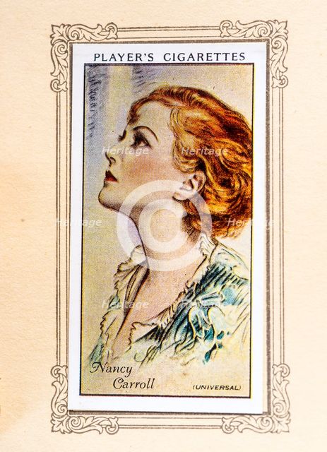 Nancy Caroll Collectables Picture of movie stars that came with the Players cigarette packet, 1934.  Creator: Unknown.