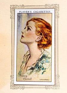 Nancy Caroll Collectables Picture of movie stars that came with the Players cigarette packet, 1934. Creator: Unknown