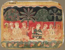 Nanda and the Elders, page from a Bhagavata Purana, c. 1525. Creator: Unknown