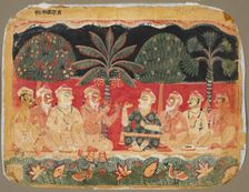 Nanda and the Elders, page from a Bhagavata Purana, c. 1525. Creator: Unknown