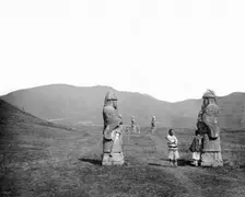 Nanking, Kiangsu province, China: stone warriors at the tomb of Zhu Yuanzhang, the first..., 1871. Creator: John Thomson
