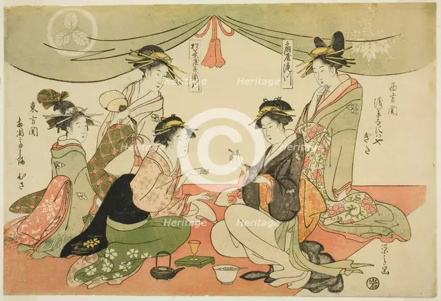 Naniwaya Okita and Takashima Ohisa playing a game of ken, c. 1793/94. Creator: Hosoda Eishi.