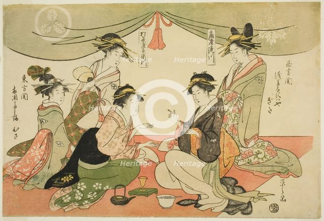 Naniwaya Okita and Takashima Ohisa playing a game of ken, c. 1793/94. Creator: Hosoda Eishi.