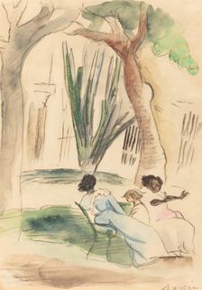 Nannies with a Child, 1917. Creator: Jules Pascin