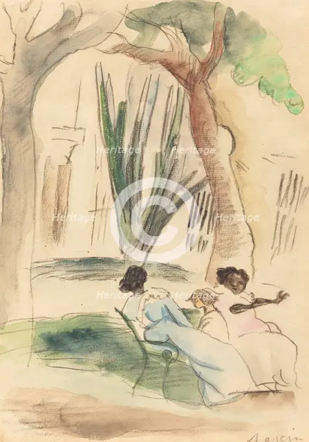 Nannies with a Child, 1917. Creator: Jules Pascin.