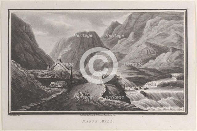 Nantz Mill, from "Remarks on a Tour to North and South Wales, in the year 1797, September 1, 1799. Creator: John Hill.