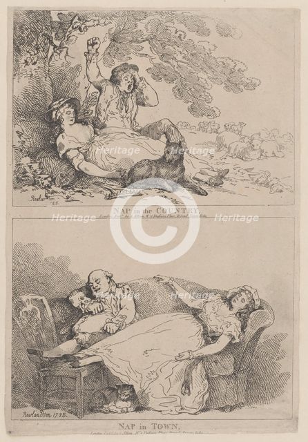 Nap in the Country, Nap in Town, 1785., 1785. Creator: Thomas Rowlandson.
