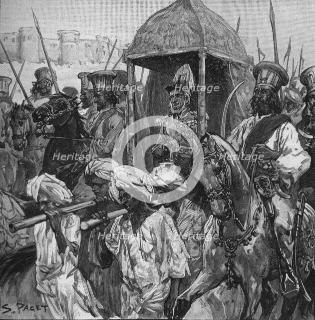 'Napier, In Full Uniform, Was Borne Into Hyderabad in a Magnificent Palanquin', 1902. Artist: Sidney E Paget.