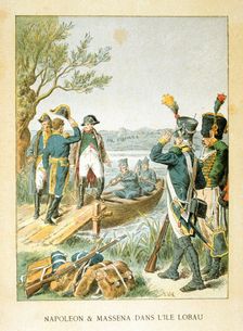 Napoleon and Massena on the Island of Lobau May 1809, (19th century). Artist: Anon