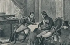 Napoleon and Alexander at Tilsit Studying The Map of Europe 1807, (1896)