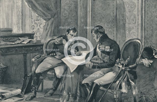 'Napoleon and Alexander at Tilsit Studying The Map of Europe', 1807, (1896). Artist: Unknown.
