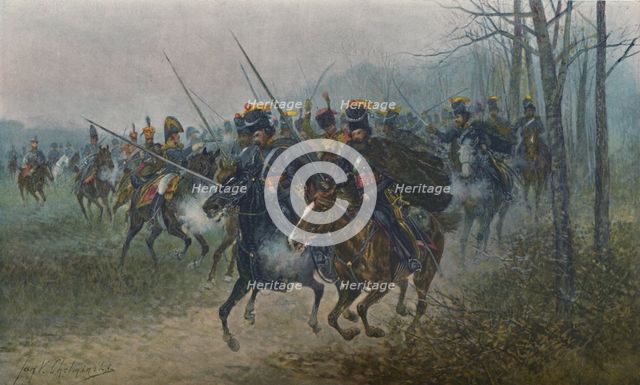 'Napoleon and His Staff Surprised By Cossacks', 1812, (1896).  Artist: Unknown.