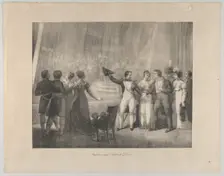 Napoleon and Josephine Visiting the Studio of David, January 4, 1808, ca. 1820-30. Creator: Charles Etienne Pierre Motte