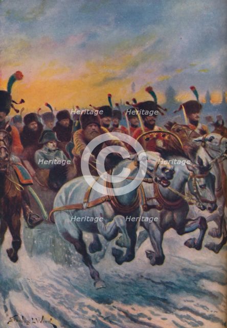 'Napoleon at the Retreat from Moscow', c1925. Artist: Stanley Llewellyn Wood.