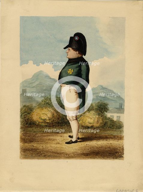 Napoleon Bonaparte on the island of Saint Helena, 1817. Artist: Unknown artillery officer  