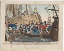Napoleon Bonaparte as prisoner of the English is brought from the Bellerophon to Northumberland on 8 Artist: Campe, August Friedrich Andreas (1777-1846)