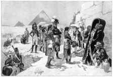 Napoleon Bonaparte inspecting a mummy at the pyramids, 1801 (1900)