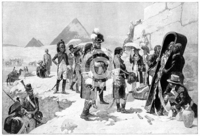 Napoleon Bonaparte inspecting a mummy at the pyramids, 1801 (1900). Artist: Unknown