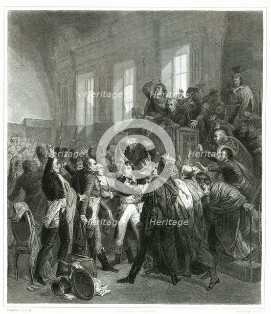 Napoleon Bonaparte is booed in the Council of Five Hundred on November 9, 1799 (18 Brumaire) to m…