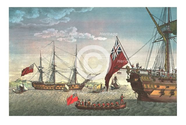 Napoleon goes aboard the Northumberland for his journey to St Helena, 8 August 1815, (c1850). Artist: Edme Bovinet.